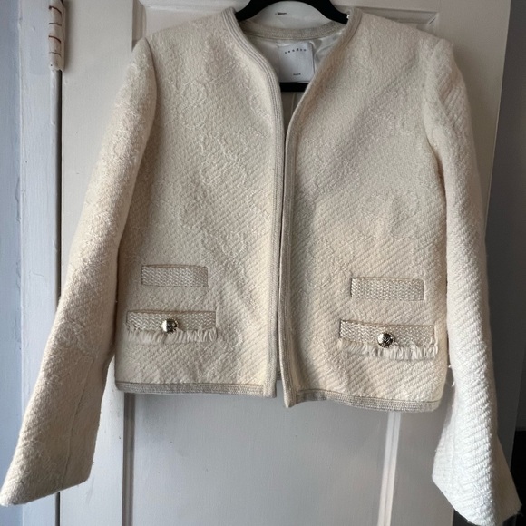 Sandro Sable Double S Tweed Wool Jacket 38 - Picture 12 of 16